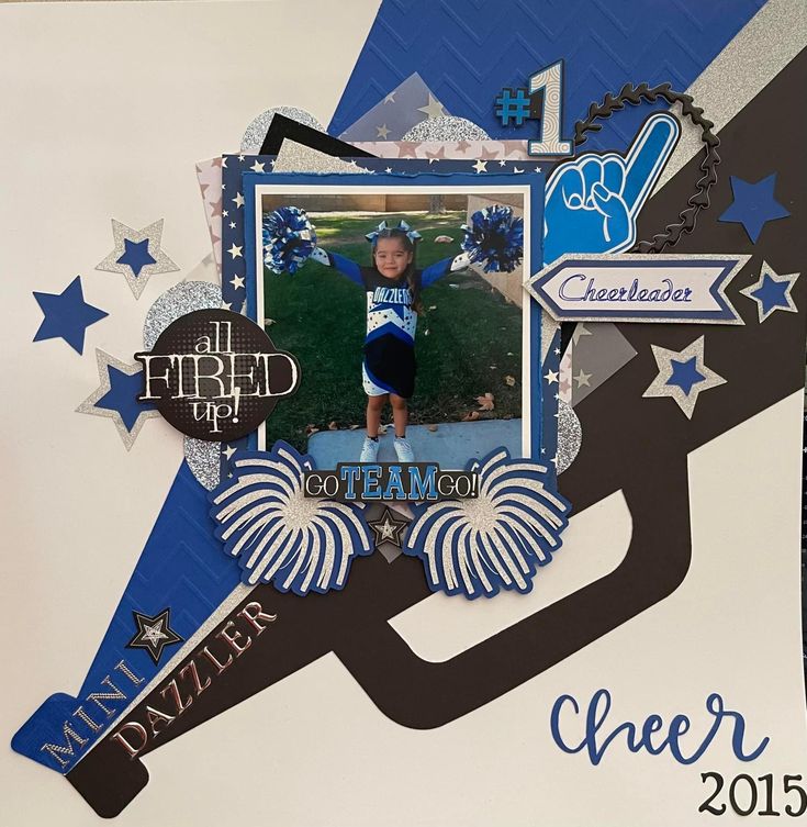 a scrapbook page with an image of a cheerleader