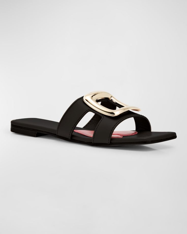 Roger Vivier Flats, Roger Vivier Shoes, Latest Sandal, Latest Handbags, Buckled Flats, Leather Platform Sandals, Leather Sandals Flat, Brown Leather Sandals, Leather Slide Sandals