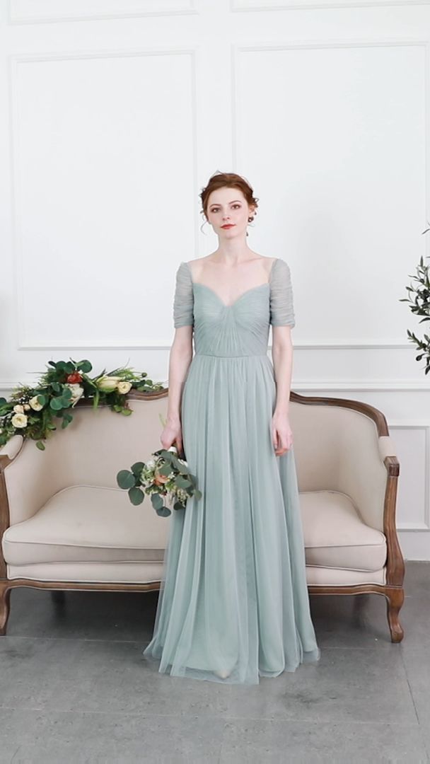 Aline Bridesmaid Dress Long, Dress Design For Bridesmaid, Tulle Gown Bridesmaid, Maid Of Honor Dress Long, Maid Of Honor Gown, Gaun Tulle, Video Dress, Modern Filipiniana Dress, Maid Of Honor Dress