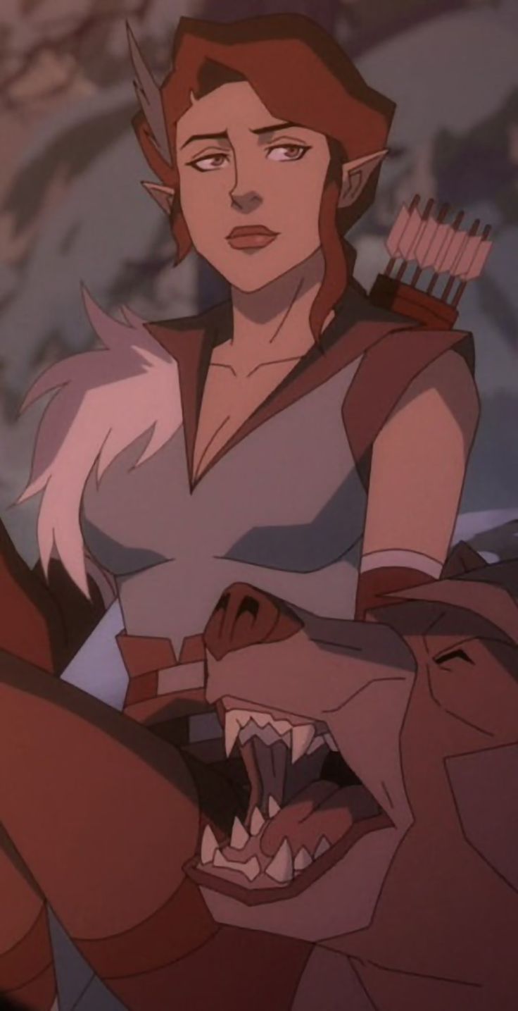 an animated woman with horns on her head and teeth in front of a demon's mouth