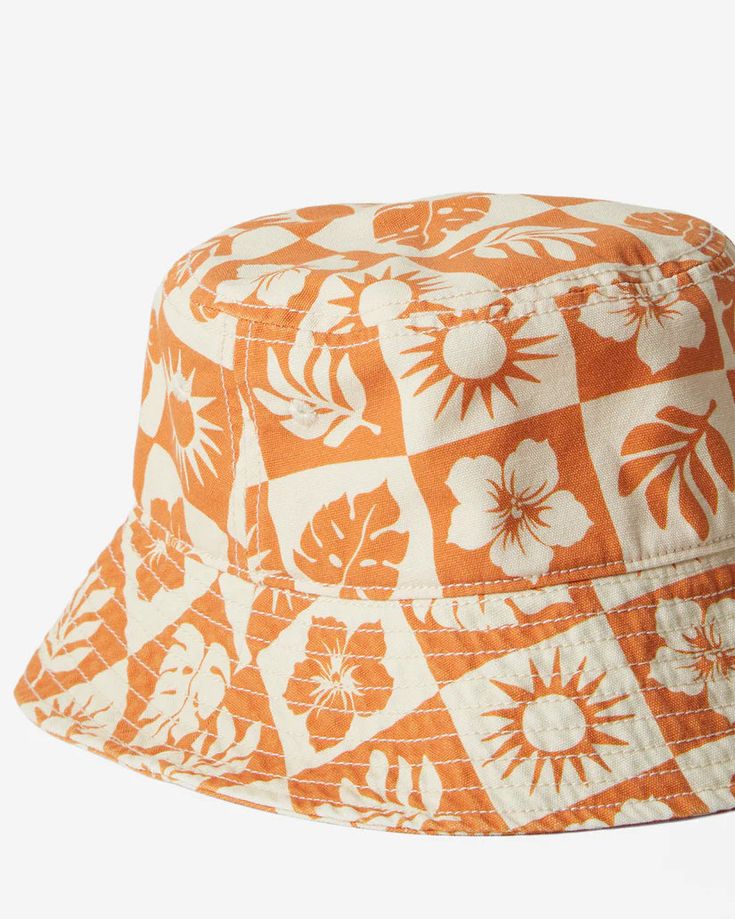 Coming in a range of bold Billabong prints, the So Beachy lightweight bucket hat is crafted from cotton canvas fabric. Fully lined for better sun protection, it has a short brim and an interior sweatband for a secure fit and better comfort. Fabric: Cotton canvas fabric Visor: Short brim Lining: Fully lined Branding: Flag label Other Features: Interior sweatband Materials 100% Cotton Reversible Cotton Bucket Hat For The Beach, Cotton Beach Bucket Hat With Short Brim, Cotton Bucket Hat With Short Brim For Beach, Trendy Orange Summer Bucket Hat, Trendy Orange Bucket Hat For Summer, Reversible Cotton Sun Hat For The Beach, Adjustable Cotton Bucket Hat For Beach Season, Adjustable Reversible Cotton Bucket Hat, Adjustable 5-panel Bucket Hat For The Beach