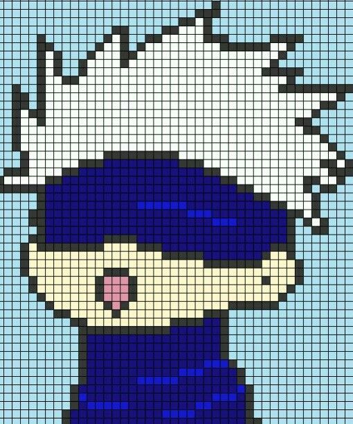 a pixellated image of a person wearing a hat and blue shirt with the words,