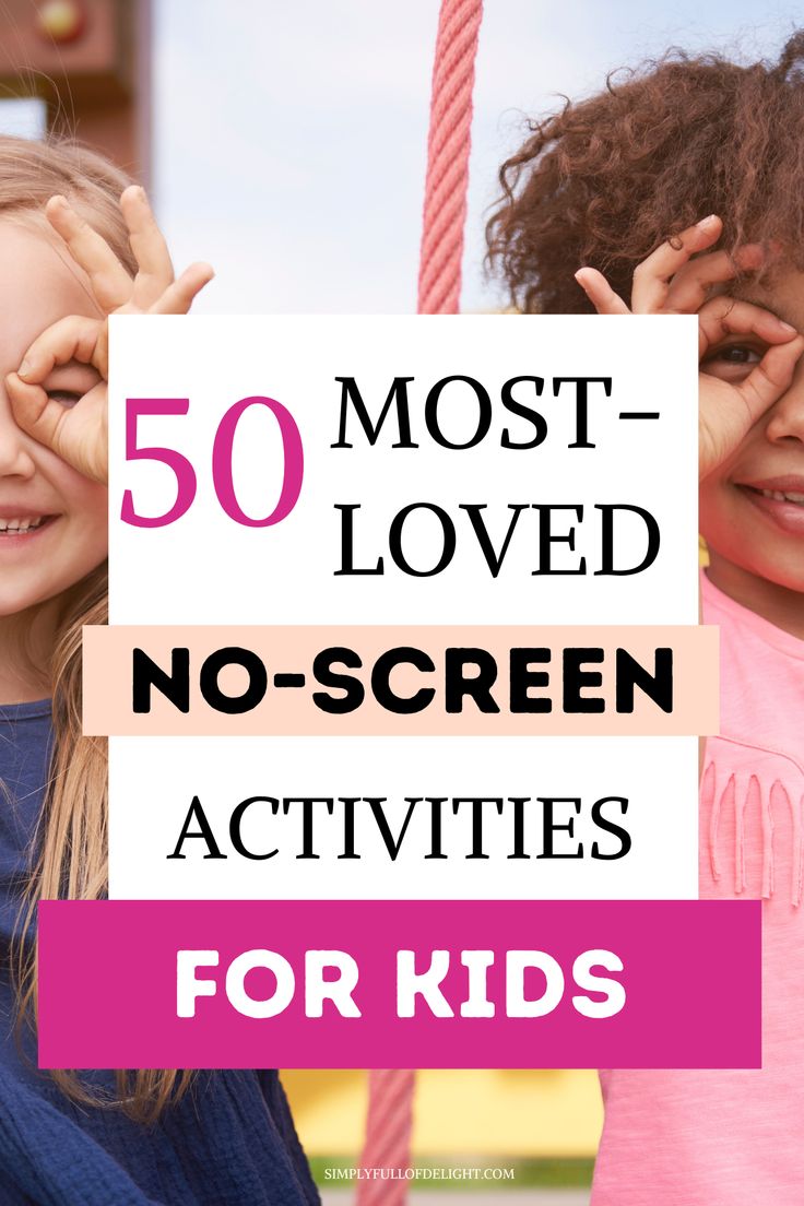 Kids making faces, titled 50 most-loved no-screen activities for kids Fun Screen Free Activities, Activities To Replace Screen Time, Screen Free Family Activities, Screen Free Summer Activities, No Screen Activities For Kids, Independent Play Activities Elementary, Easy Kid Activities At Home, Screen Free Morning Activities, Non Screen Activities For Kids