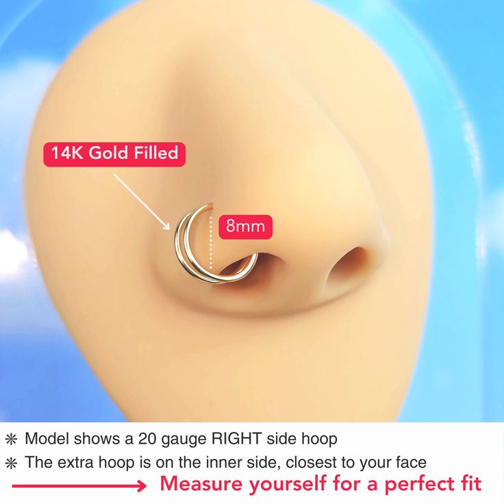 an image of a fake nose ring with measurements for a perfect fit in the middle