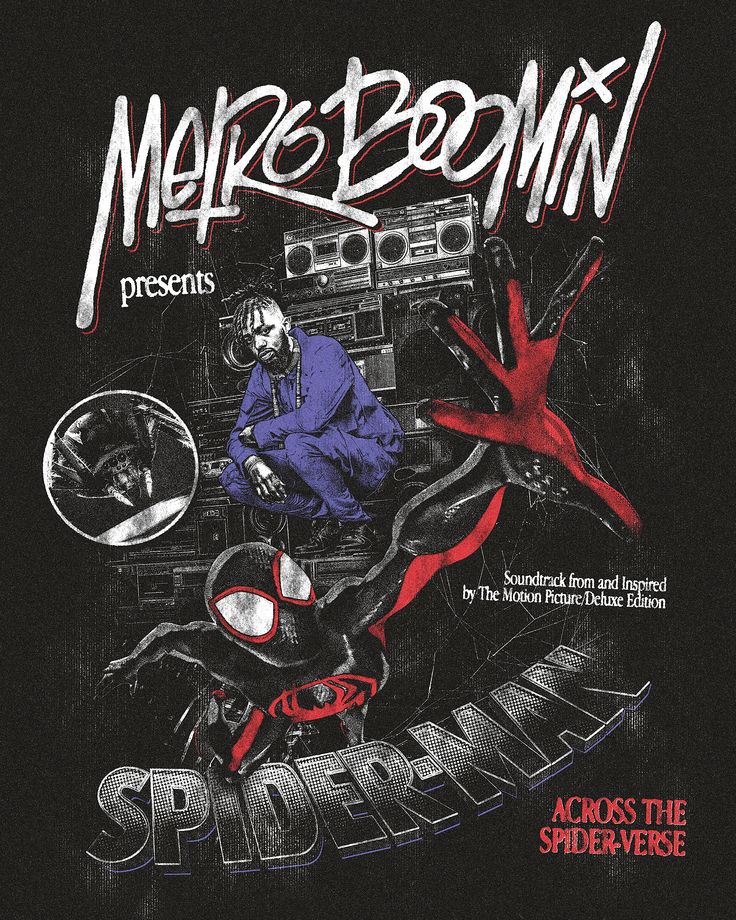 an advertisement for the spider - man movie, featuring a person sitting on a motorcycle