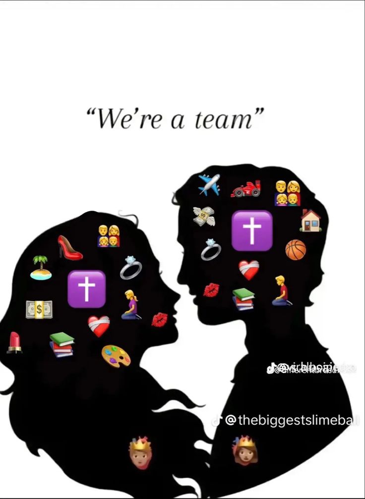 two people are facing each other with the words we're a team