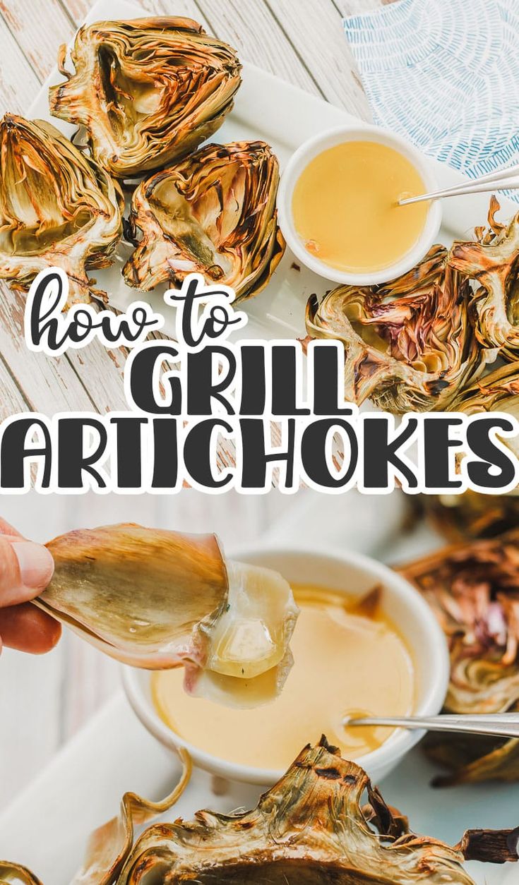 how to grill artichokes with the title overlay