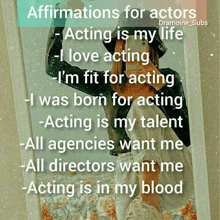 a woman with her hand up to her face and the words affirmitions for actors