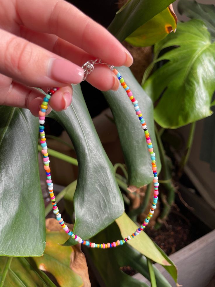 Multi-colour beaded necklace Just message me your neck size! Any questions, or if you would prefer it as a bracelet or anklet please message me! xx Multi Coloured Necklaces, Beaded Anklets, A Bracelet, Beaded Necklaces, Anklets, Seed Beads, Necklace Etsy, Multi Color, Beaded Necklace