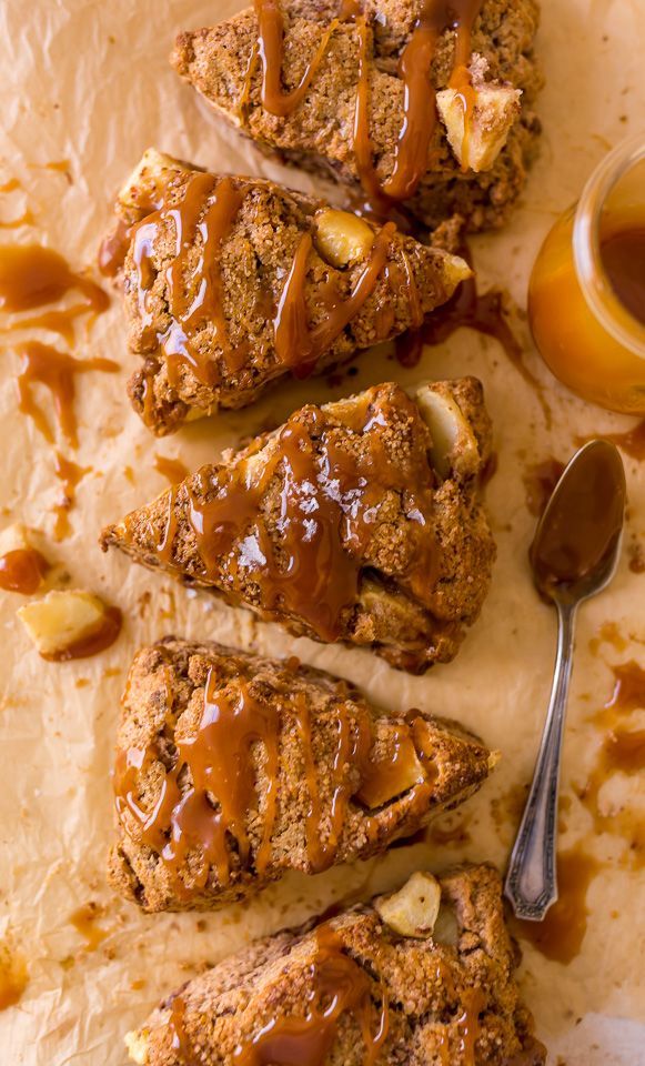 slices of banana bread with caramel glaze on top and spoon next to it