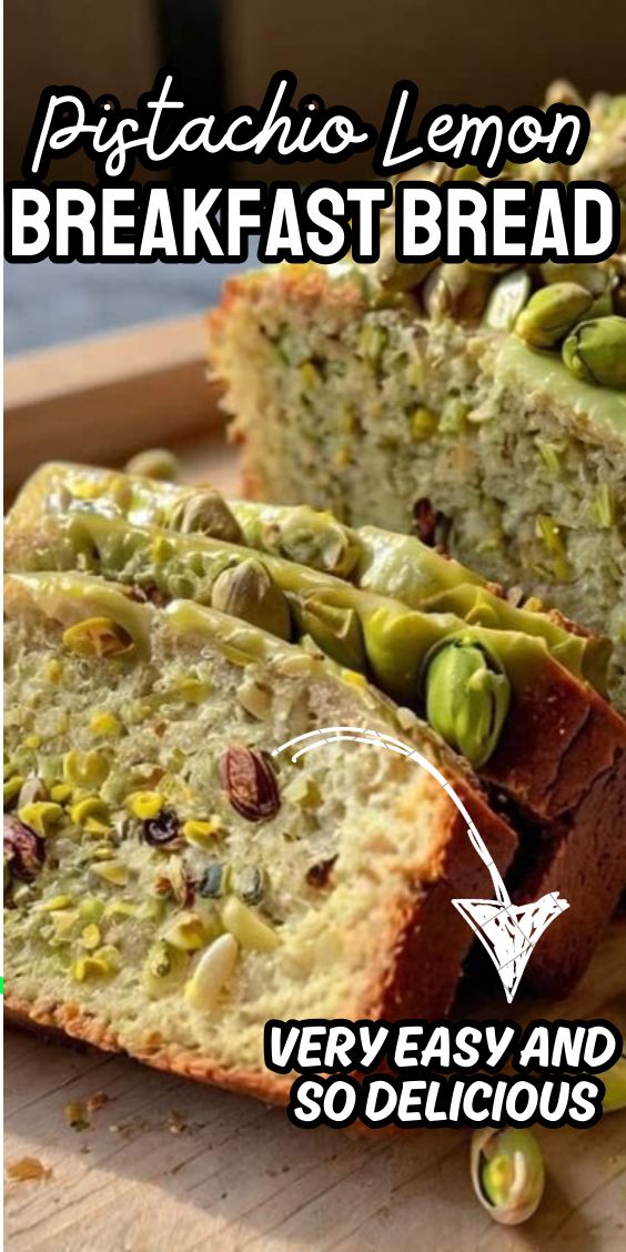 a loaf of bread with pistachio lemon and breakfast bread