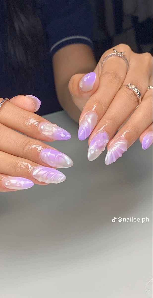 Aura Nail, Paw Nails, 3d Nail Designs, Graduation Nails, Summery Nails, Nail Candy, Casual Nails, Mermaid Nails, Really Cute Nails