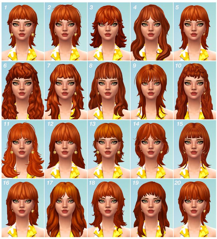 a woman's face is shown with many different hairs styles and colors, including red hair