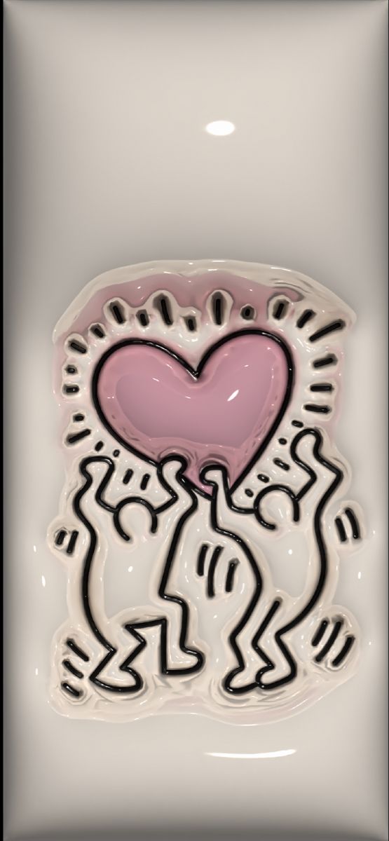 a white plate with a pink heart in the shape of a man holding a woman's hand