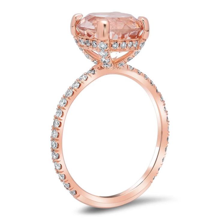 Round Morganite Pave Diamond Basket Engagement Ring Engagements Ring, Basket Engagement Ring, Morganite Engagement Rings, Diamond Pave Ring, Morganite Rings, Rose Gold Morganite Ring, Stackable Diamond Rings, Leaf Engagement Ring, New Mobile Phones