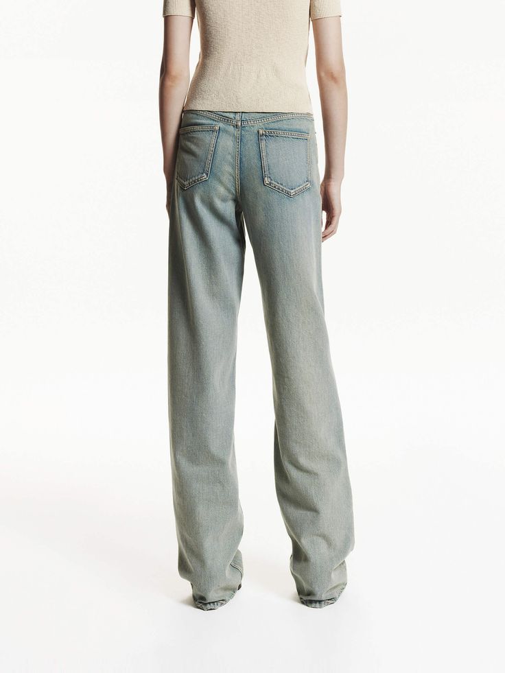 MO&Co. Women's Straight Leg Vintage Jeans Introducing our timeless straight-leg jeans, crafted from 100% premium cotton for ultimate comfort and durability. The relaxed fit provides a laid-back and effortless style, perfect for everyday wear. Featuring a retro-washed light blue finish, these jeans have a vintage look that's both fashionable and nostalgic. Features : - Straight leg, relaxed fit, mid rise, full length- Zip fly, classic five-pocket design Code: MBD3JEN011The back length of size M/2 Mesh Bag, Vintage Jeans, Pocket Design, Summer Sale, Vintage Looks, Effortless Style, Straight Leg Jeans, Leg Jeans, Mid Rise