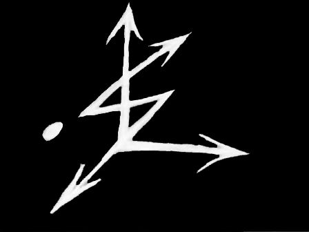 the symbol for lightning is shown in black and white on a dark background with an arrow pointing