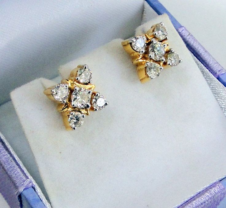 14 k solid gold diamonds sated earring pair. made of solid 14 carat gold sated diamonds. great pair for any collection.diamond detail-center clean, belgium cut, white-gh, purity-si. size of ear stud-12 mm, 14 carat gold weight -4.050 grams, diamond weight-0.94 carat. Diamond-shaped Diamond Earrings For Formal Occasions, Formal Diamond-shaped Diamond Earrings, Formal Hallmarked Diamond Earrings, Formal Hallmarked Cubic Zirconia Diamond Earrings, Formal Cluster Earrings With Diamond Accents In 14k Gold, Formal 14k Gold Cluster Earrings With Diamond Accents, 14k Gold Cluster Earrings With Diamond Accents As Gift, Anniversary Yellow Gold Diamond Earrings, Diamond Earrings With Prong Setting As Gift