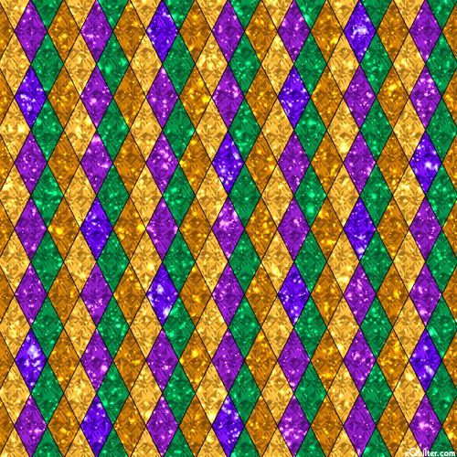 an abstract diamond pattern in purple, green and yellow colors with glitters on it