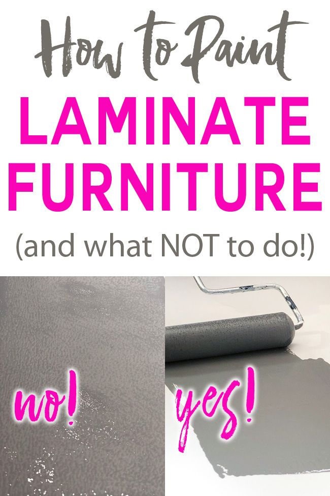 the words how to paint laminate furniture and what not to do are in pink