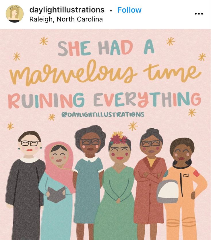 there is a poster that says she had a marvelous time running everything with eight women