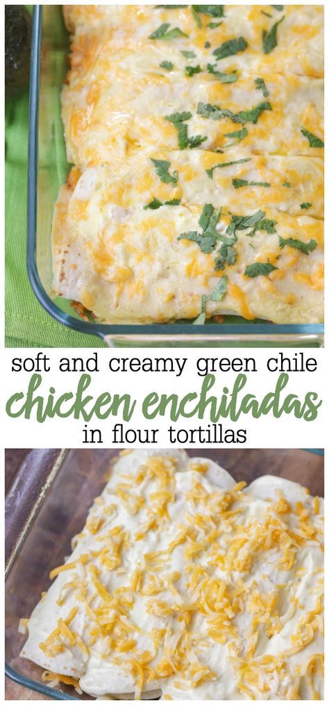 this is an image of chicken enchiladas in flour tortillas recipe