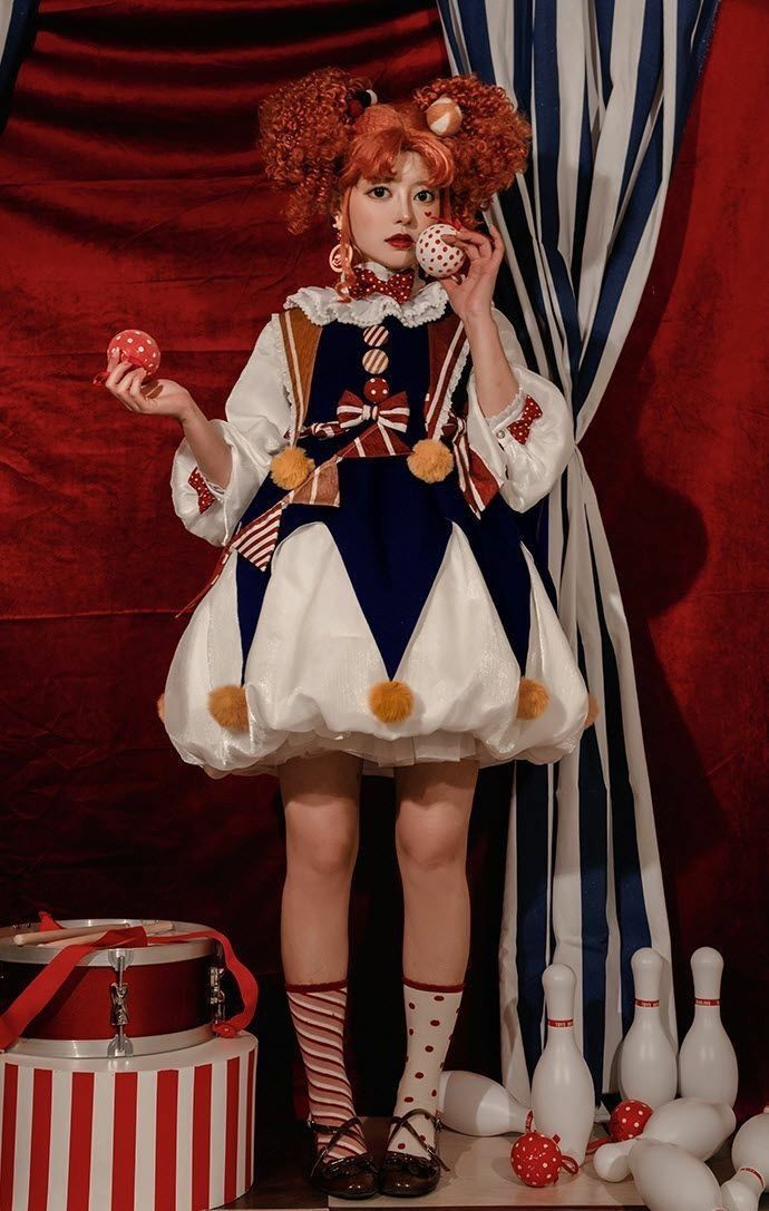 Circus Fashion, Clown Dress, Circus Outfits, Circus Aesthetic, Clown Core, Clown Clothes, Dark Circus, Op Dress, Cute Clown