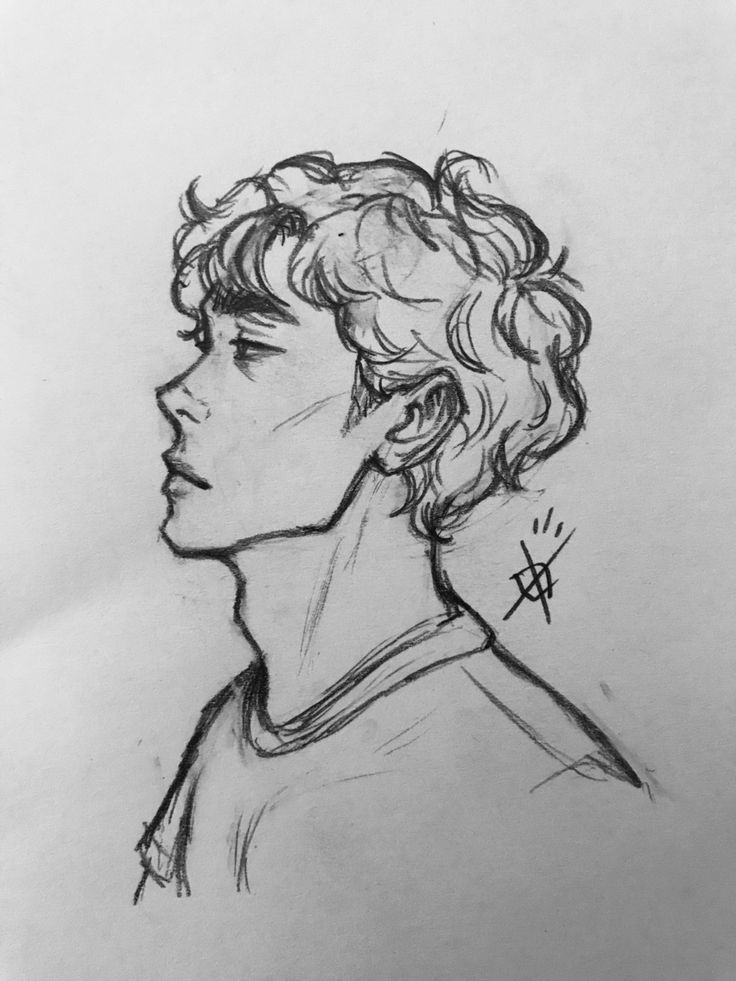 a drawing of a young man's profile