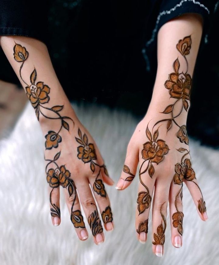 two hands with henna designs on them