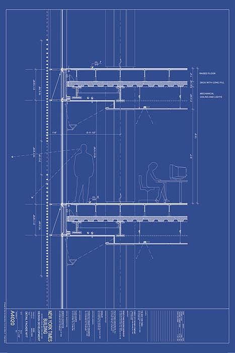 a blueprint drawing of a building's interior and exterior