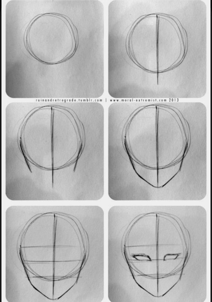 the steps to draw an alien head