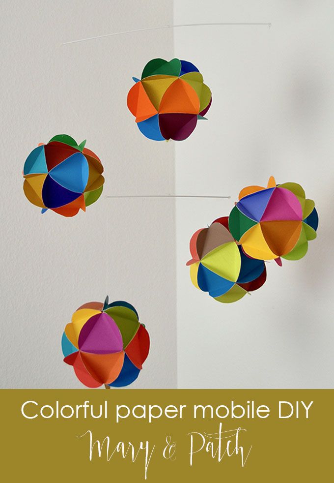 colorful paper mobile diy with text overlay