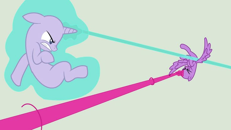 an animated pinkie and purpleie flying next to each other with one arm extended