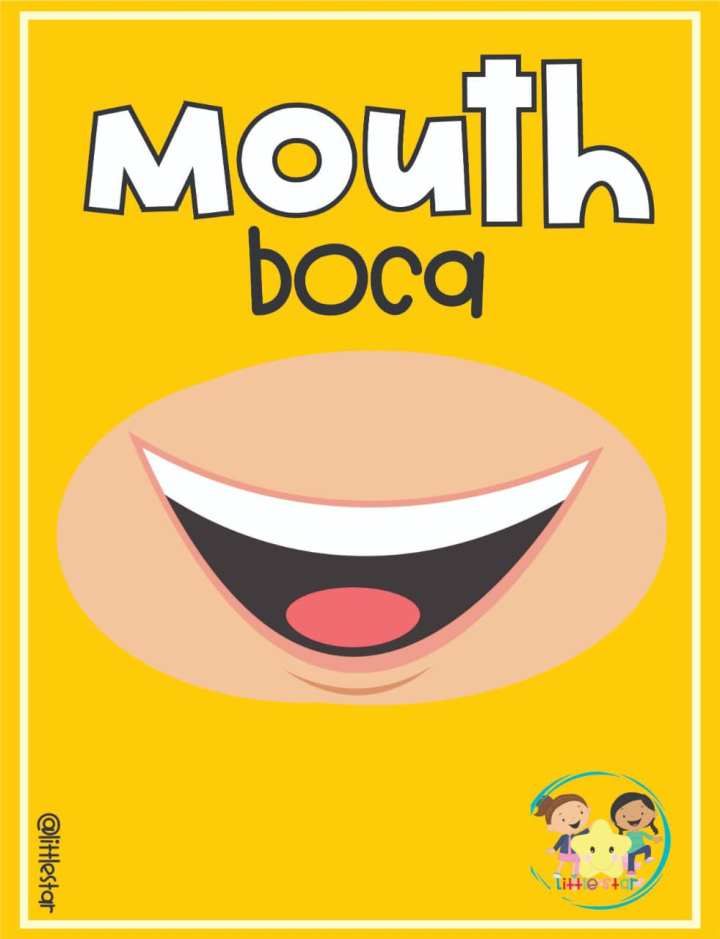 a yellow poster with the words mouth boo on it