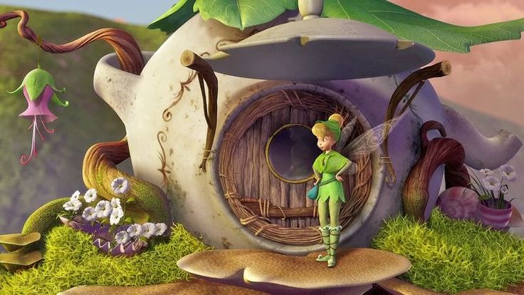 a painting of a little boy in front of a mushroom house