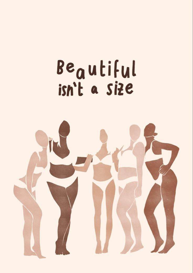 some women are standing next to each other with the words beautiful isn't a size