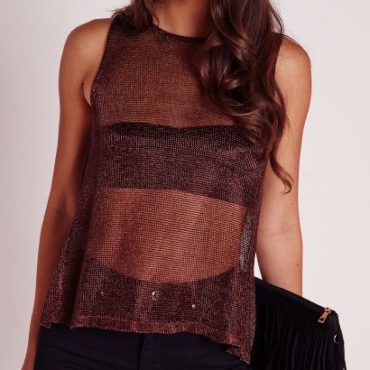 Cross Back Metallic Knit Top. Sleeveless Open Knit Tops For Party, Sleeveless Open Knit Party Tops, Trendy Knit Top For Parties, Open Knit Party Top, Open Knit Winter Party Top, Winter Party Open Knit Top, Casual Open Knit Tops For Party, Casual Open Knit Party Tops, Trendy Open Knit Party Tops