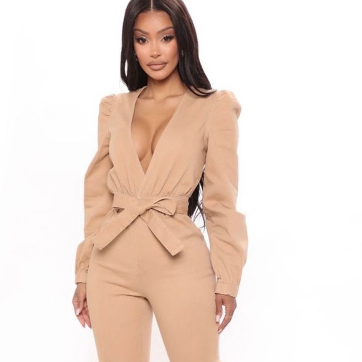 Fashion Nova Nwt Jumpsuit Khaki Denim Jumpsuit New With Tags Adjustable Straps Around Ankle And Waste V-Neck Size Small Chic Beige Bodysuit For Fall, High Waist Bodysuit For Work, Chic High Waist Bodysuit For Spring, Chic Jumpsuits And Rompers For Fall Brunch, Chic High-waist Jumpsuits And Rompers For Fall, High Waist Pantsuit For Date Night In Spring, Fall Brunch Jumpsuits And Rompers, Chic High Waist Bodysuit For Fall, Chic Spring Bodysuit For Workwear