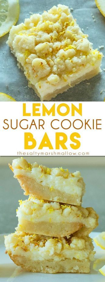 lemon sugar cookie bars stacked on top of each other