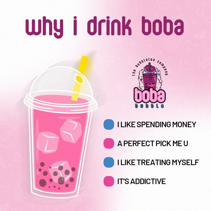 a pink drink with the words why i drink boba