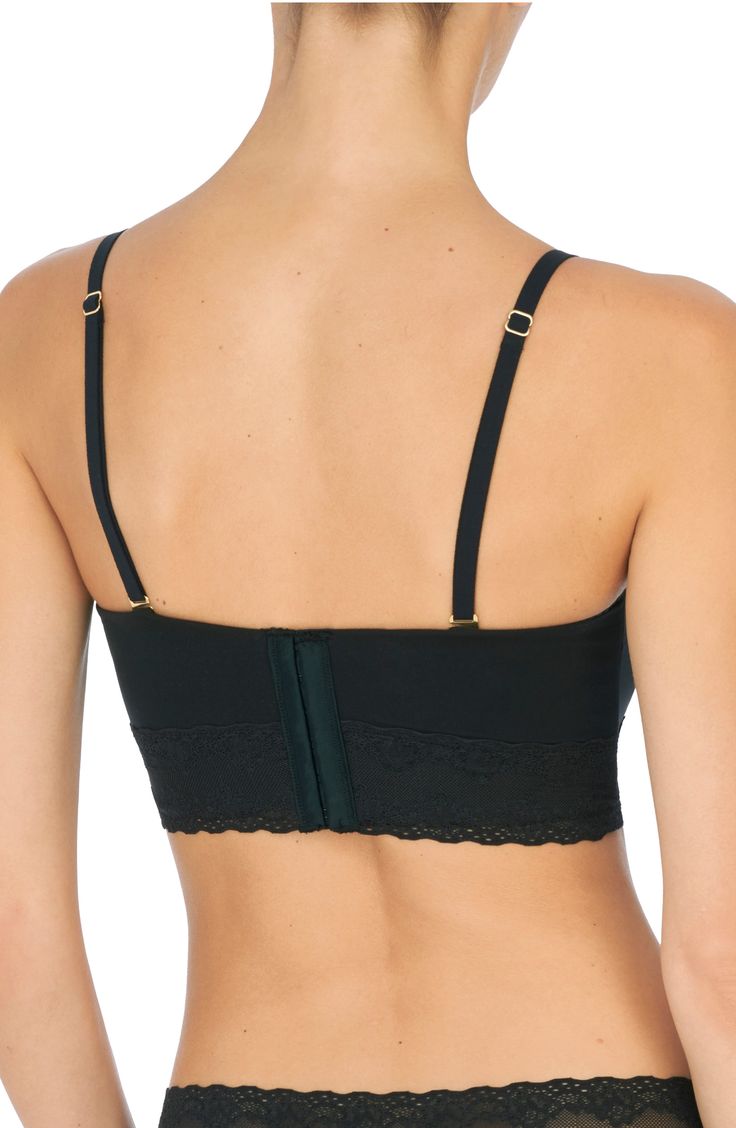 Perfect under shoulder-baring styles, this strapless longline bra provides comfortable support with smooth cups and a covered underwire. Removable, adjustable straps 62% nylon, 38% spandex Hand wash, line dry Imported Lingerie Black Bra With Removable Pads And Sweetheart Neckline, Black Bra With Sweetheart Neckline And Removable Pads, Underwire Tube Top With Removable Bra Pads, Strapless Nursing Bra With Removable Pads, Strapless Fitted Bra With Removable Straps, Black Bra With Removable Straps, Fitted Strapless Bra With Removable Straps, Fitted Black Bra With Removable Straps, Elegant Black Bra With Removable Straps