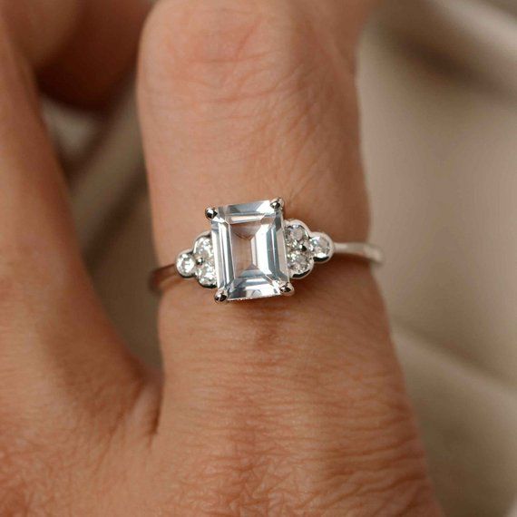 White topaz ring promise ring silver | Etsy Elegant Emerald-cut Topaz Rings, Silver 14k White Gold Diamond Ring, Emerald Cut, Classic Emerald-cut Topaz Ring In Sterling Silver, Radiant Cut Emerald Ring In Sterling Silver For Wedding, Elegant Rectangular Topaz Promise Ring, White Emerald Cut Cubic Zirconia Ring, Timeless Emerald Cut Topaz Ring With Prong Setting, Timeless Emerald-cut Topaz Ring With Prong Setting, Timeless Emerald-cut Topaz Wedding Ring