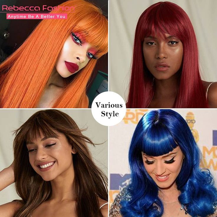 Straight Wigs For Black Women, Color Human Hair Wigs, Human Hair Wigs With Bangs, Straight Wigs, Fashion Hairstyles, Ombre Brown, Remy Hair Wigs, Human Hair Color, Remy Human Hair Wigs