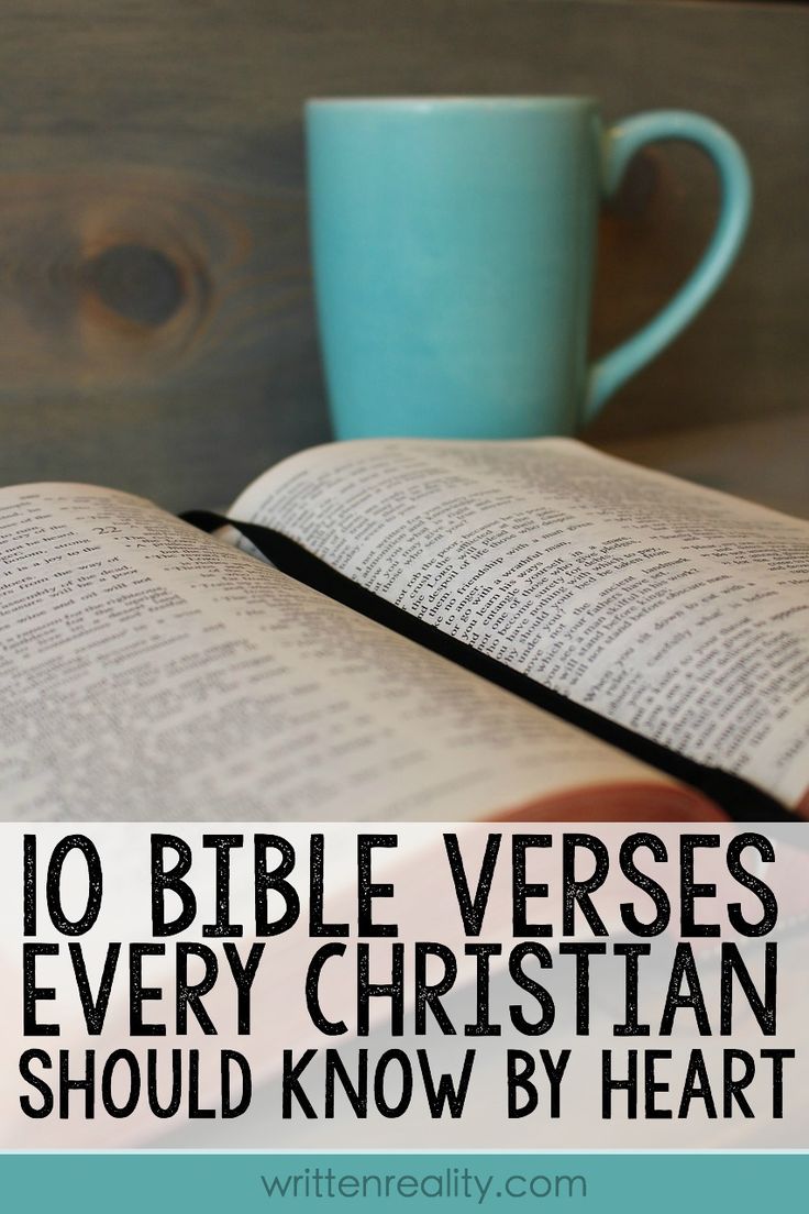 an open bible with the title 10 bible verses every christian should know by heart