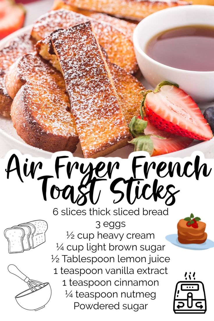 french toast sticks with syrup and strawberries on the side