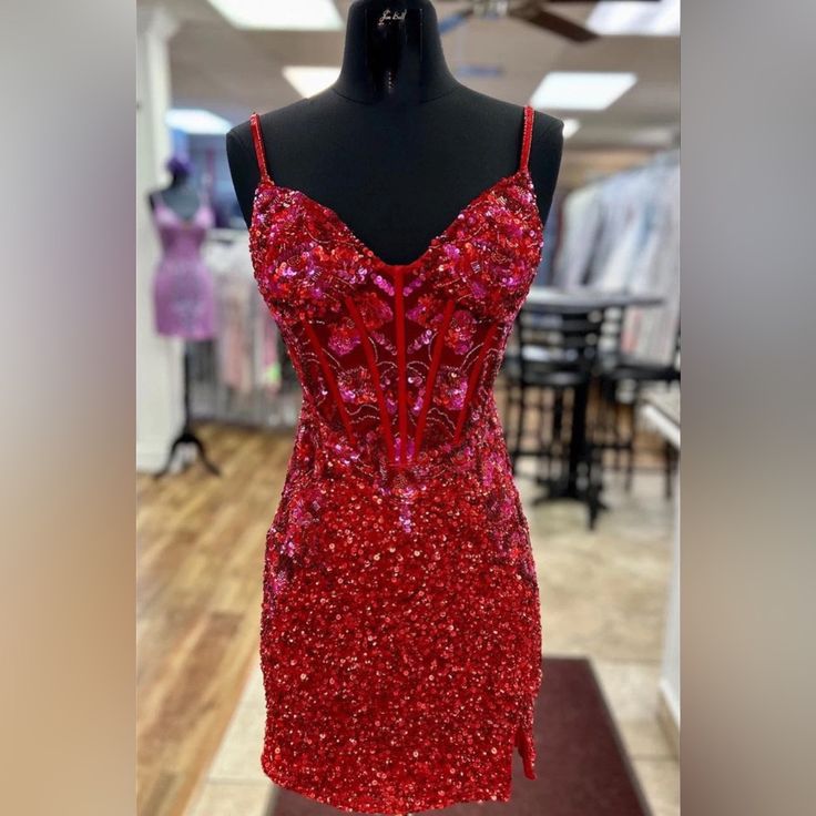 Ordered But Didn’t Arrive In Time For Event. Never Worn, Absolutely Gorgeous. Smoke Free Home. Will Ship Just As Fast As I Can, Likely Within A Few Hours To Get It To You On Time! Red Sequin Dress For Homecoming, Red Dress With Fitted Bodice For Party Season, Red Dress With Fitted Bodice For Party, Red Mini Dress With Fitted Bodice, Red Fitted Dress For Party Season, Fitted Red Dress For Party Season, Red Fitted Evening Dress For Homecoming, Fitted Red Evening Dress For Homecoming, Fitted Red Sequin Dress For Prom Season