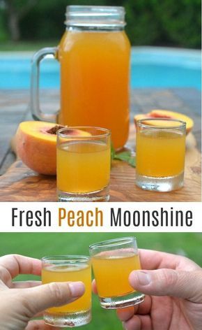 two glasses filled with fresh peach moon juice