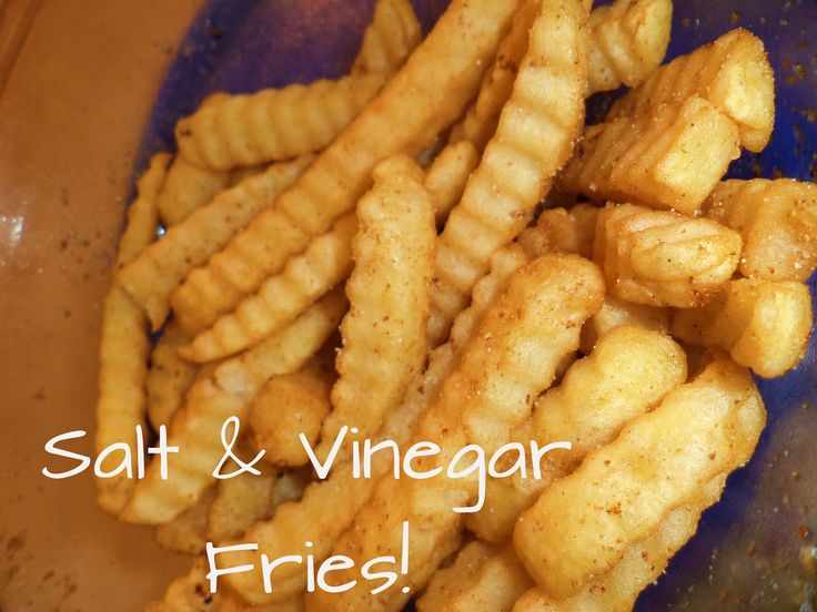 salt and vinegar fries in a bowl with the words salt and vinegar fries on it