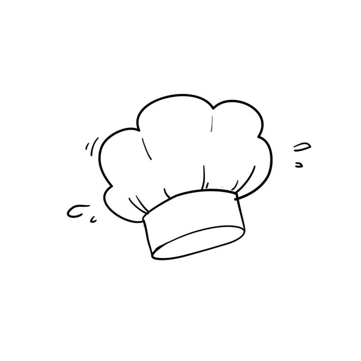 a black and white drawing of a chef's hat