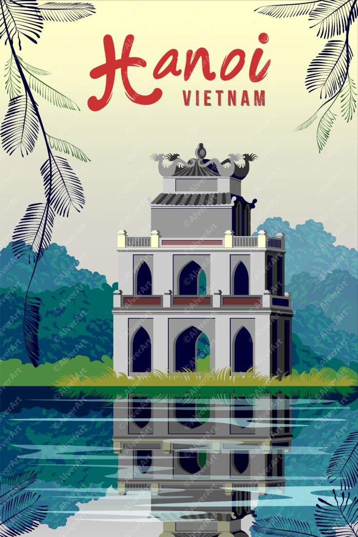 the vietnam travel poster with an image of a pagoda